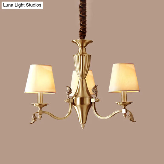 Modern Brass Candelabra Chandelier With Fabric Shade - Ceiling Lighting Fixture