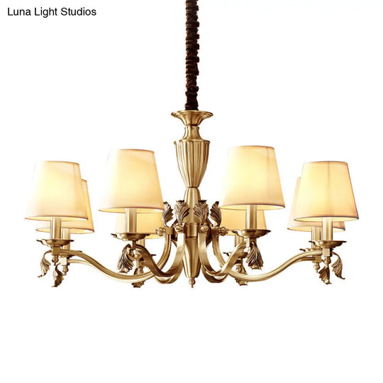 Modern Brass Candelabra Chandelier With Fabric Shade - Ceiling Lighting Fixture