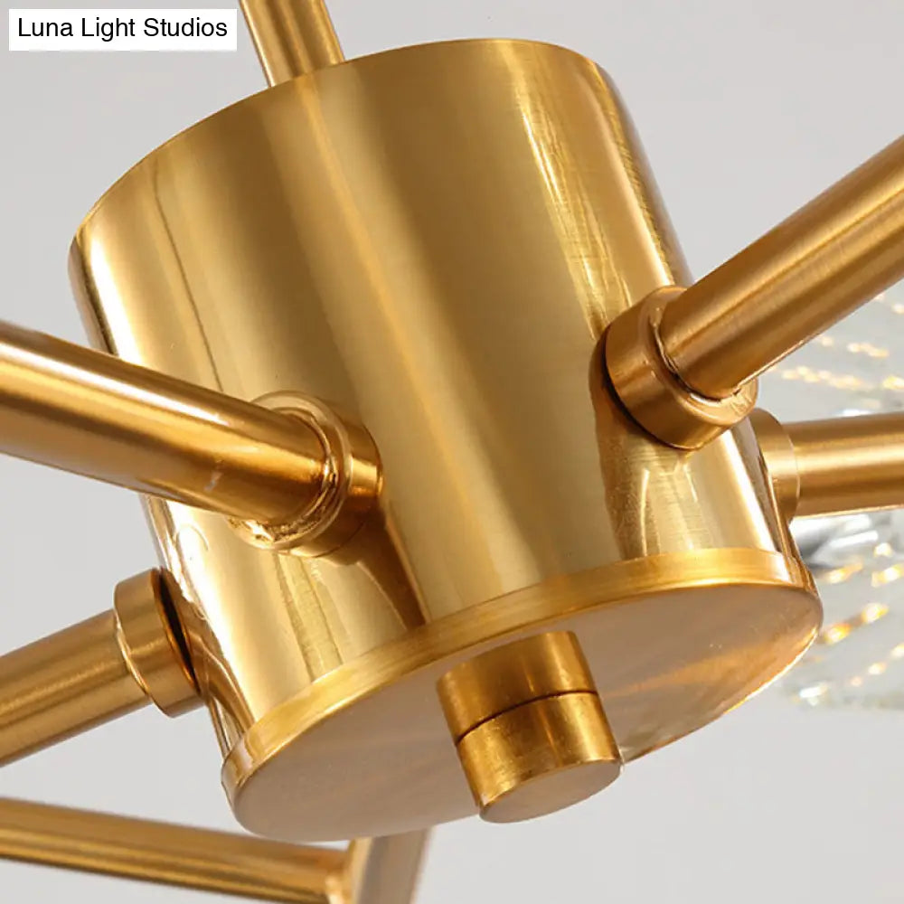 Modern Brass Chandelier With Ball Faceted Crystal Shade - Perfect For Kitchen Ceiling