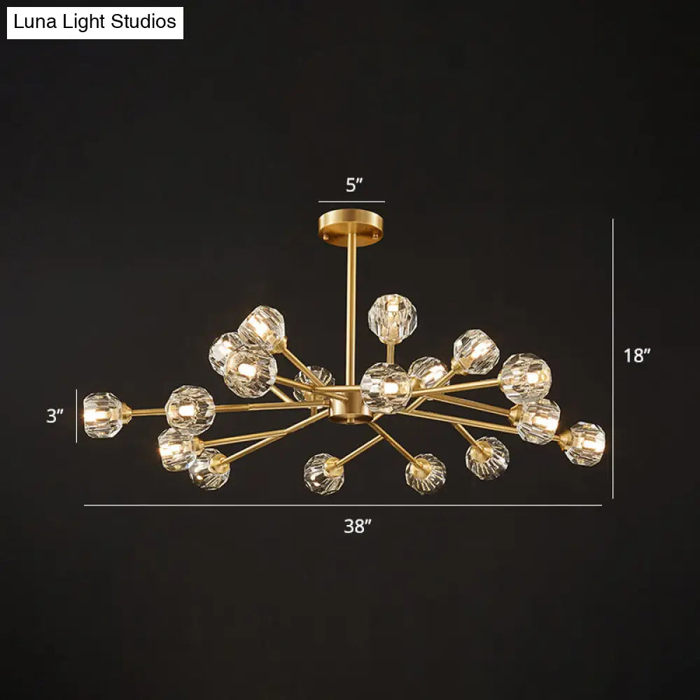 Postmodern Brass Tree Branch Chandelier With Crystal Ball Shade 18 /