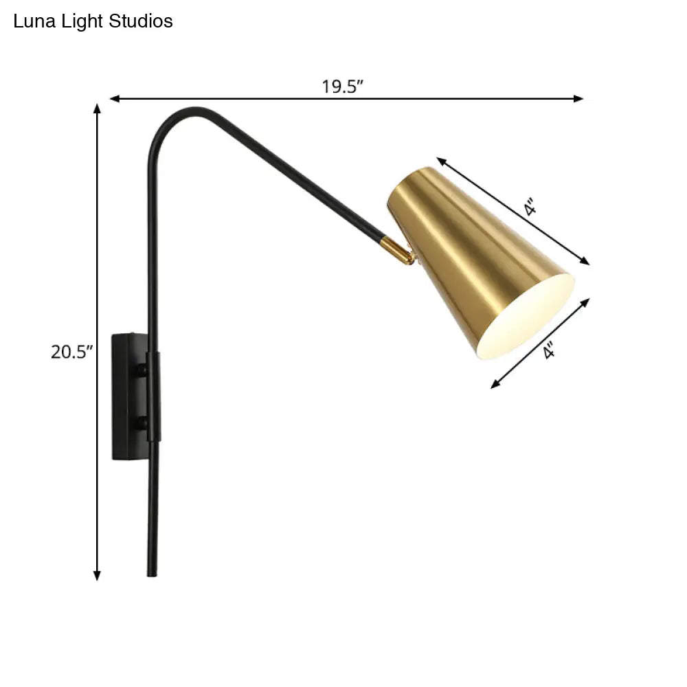 Modern Brass Cone Wall Mount Sconce Light Fixture For Living Room