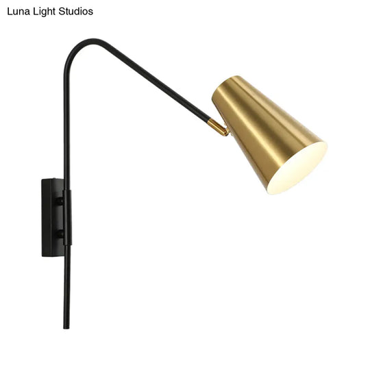 Modern Brass Cone Wall Mount Sconce Light Fixture For Living Room