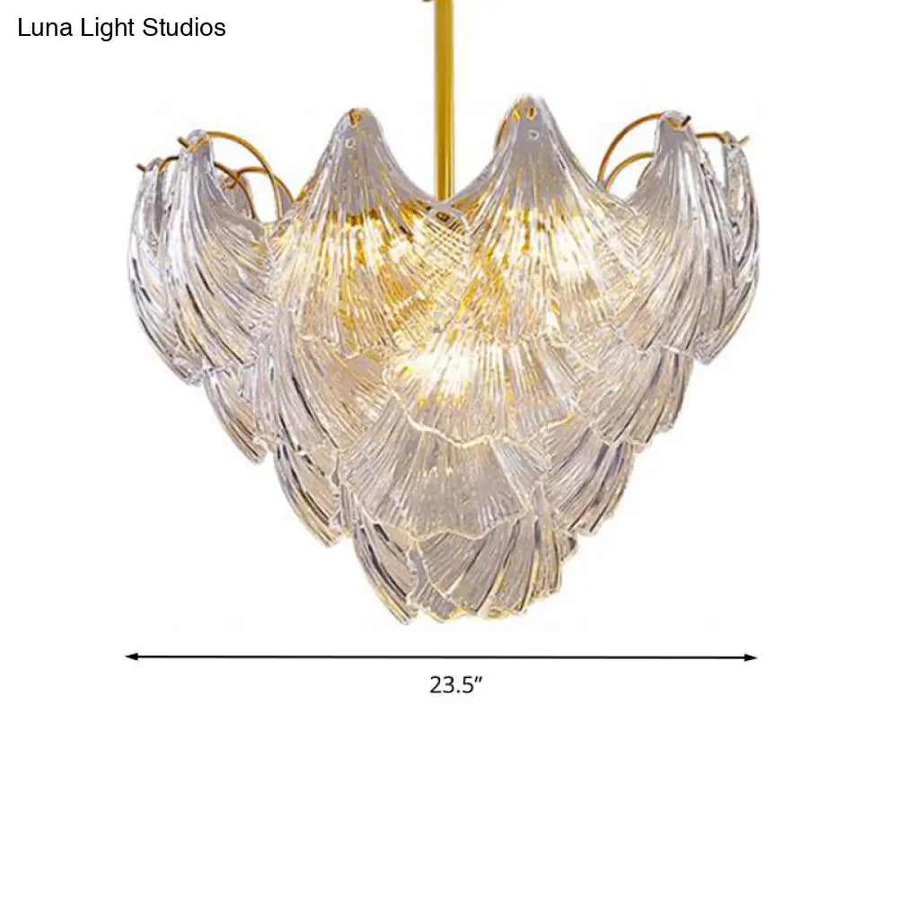 Modern Brass Crystal Ceiling Lamp With 9 Conical Heads For Bedroom