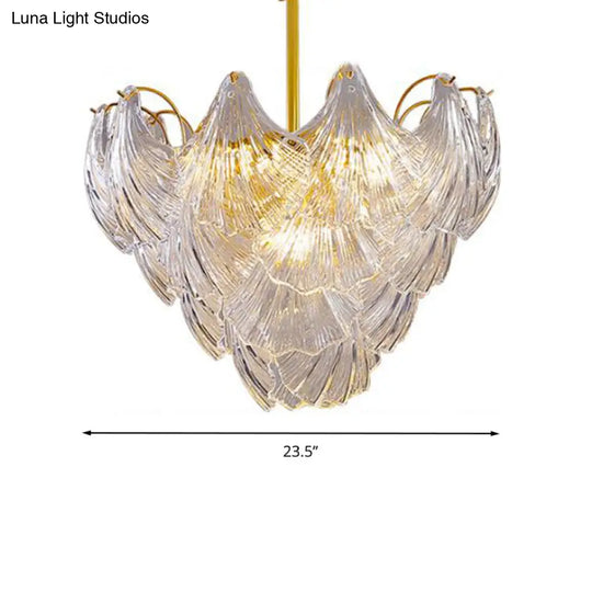 Modern Brass Crystal Ceiling Lamp With 9 Conical Heads For Bedroom