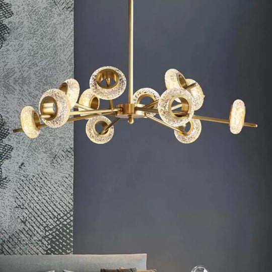 Modern Brass Crystal Chandelier - Elegant Hanging Pendant For Living Room 12 /