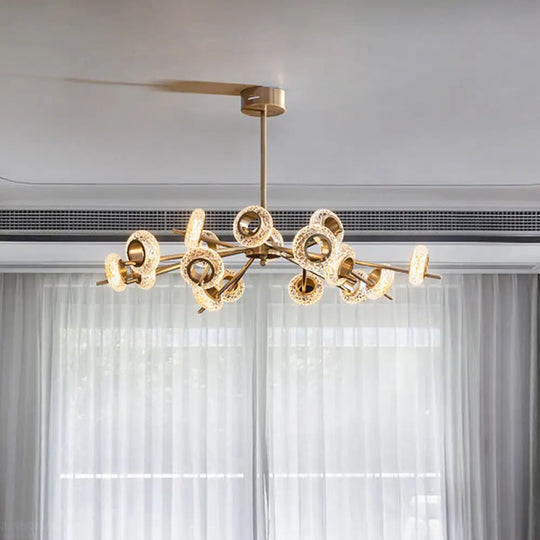 Modern Brass Crystal Chandelier - Elegant Hanging Pendant For Living Room 18 /