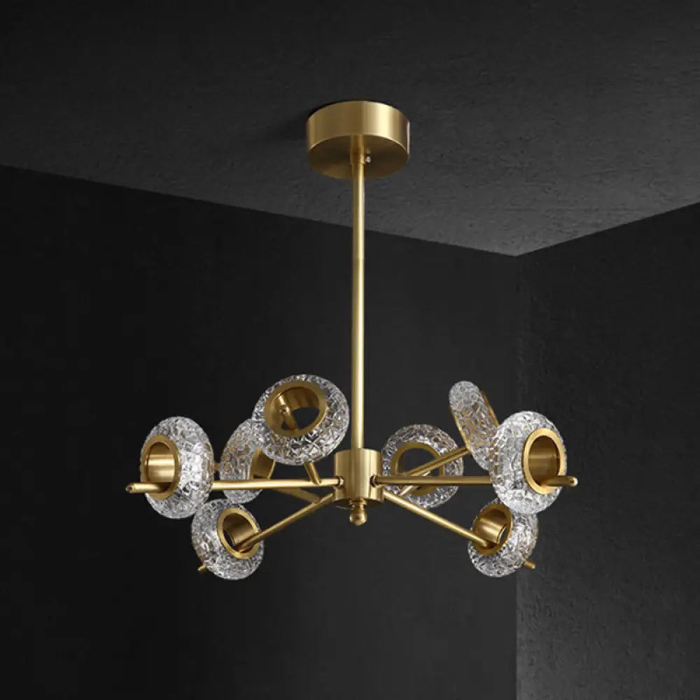 Modern Brass Crystal Chandelier - Elegant Hanging Pendant For Living Room 8 /