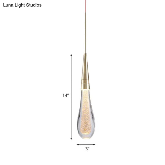 Modern Brass Droplet Crystal Ceiling Lamp With Led Pendant Light For Living Room