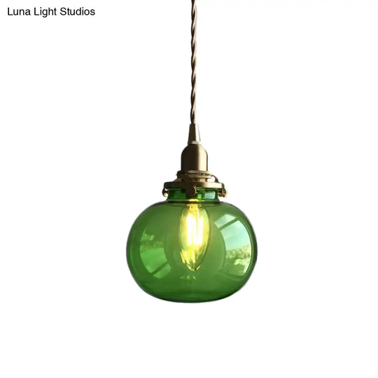 Modern Brass Elliptical Pendant Lamp With Blue/Clear/Green Glass - Ideal For Dining Room Ceiling