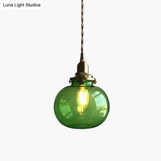 Modern Brass Elliptical Pendant Lamp With Blue/Clear/Green Glass - Ideal For Dining Room Ceiling