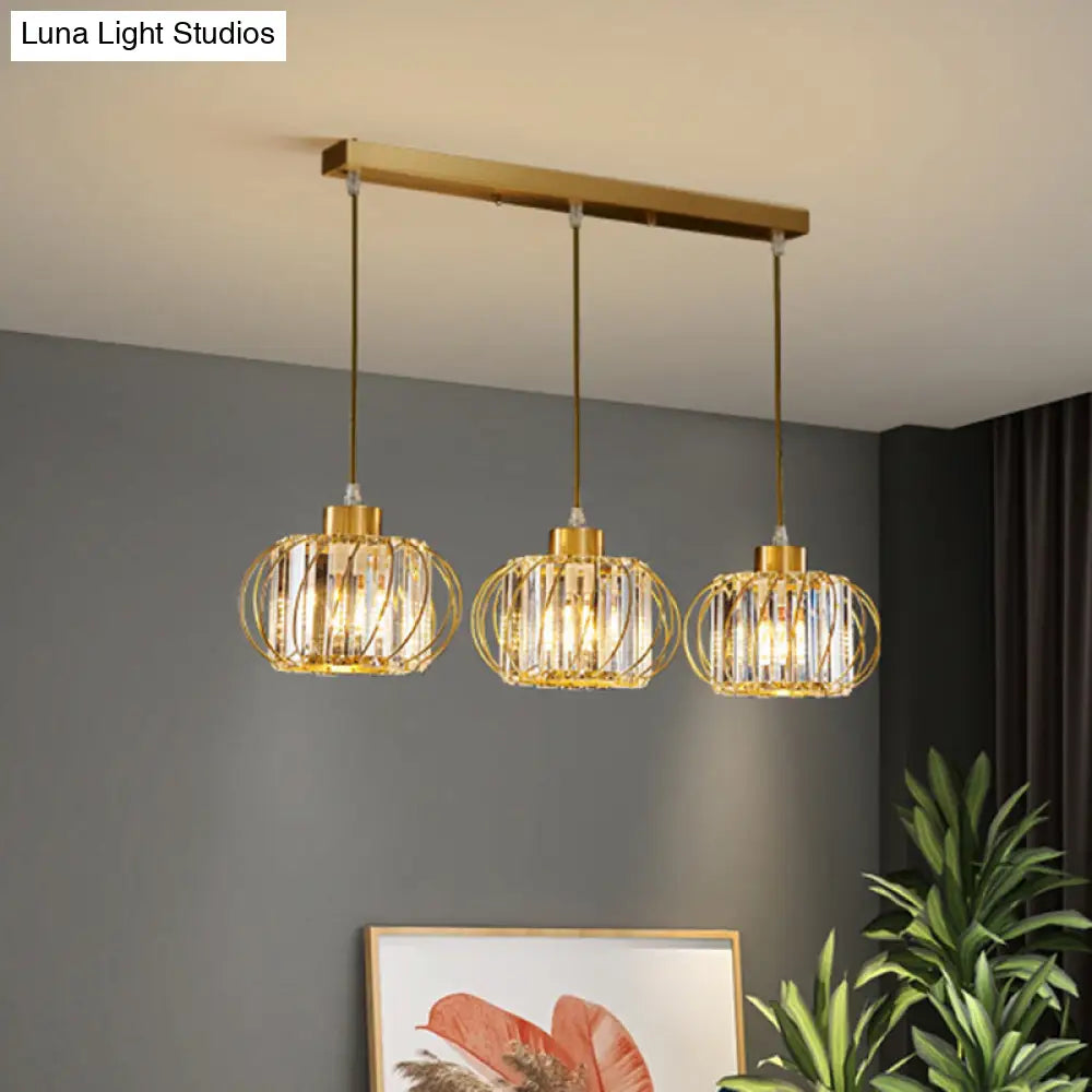 Modern Brass Globe Pendant Light With Crystal Hanging For Dining Area