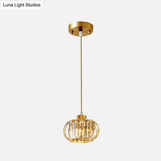 Modern Brass Globe Pendant Light With Crystal Accents Stylish Ceiling Lantern For Dining Area 1 /