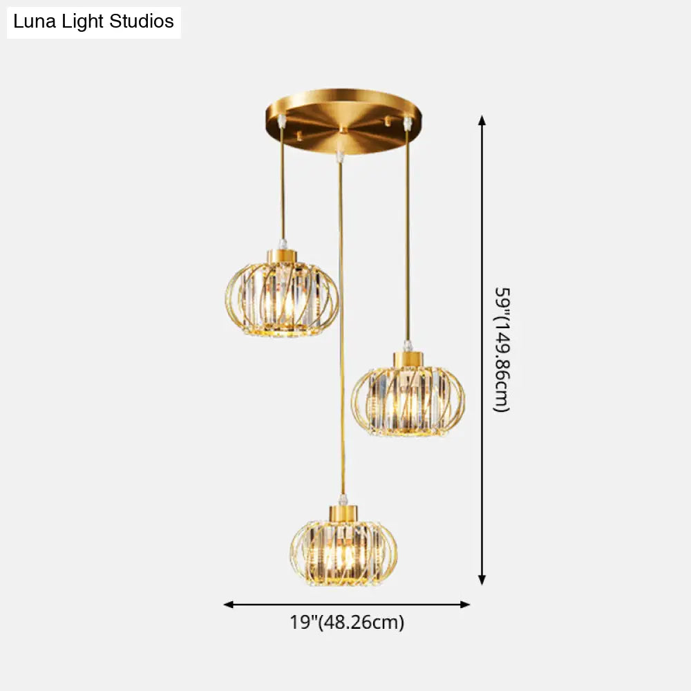 Modern Brass Globe Pendant Light With Crystal Accents Stylish Ceiling Lantern For Dining Area