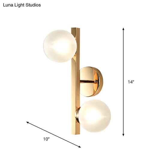 Modern Brass Globe Wall Mount Lamp With Linear Design - 2 Heads