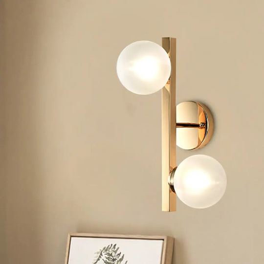 Modern Brass Globe Wall Mount Lamp With Linear Design - 2 Heads