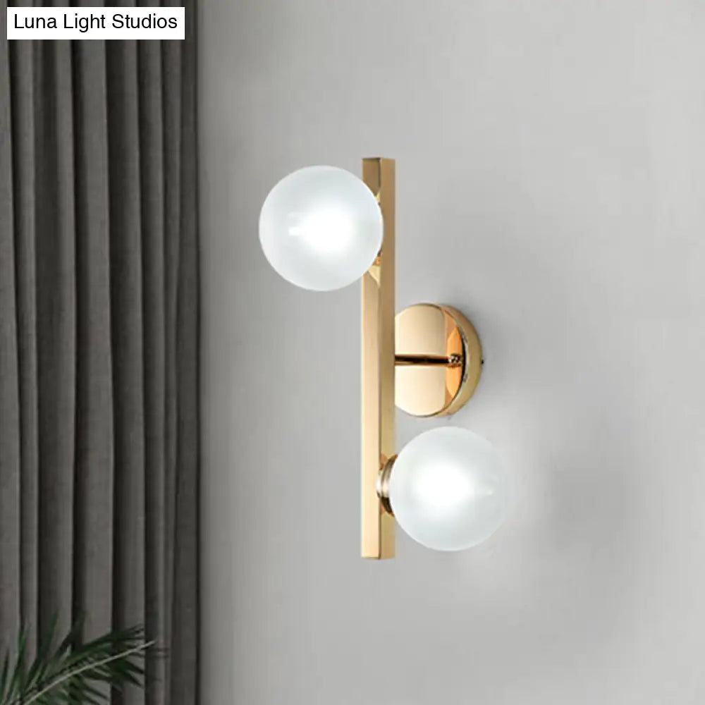 Modern Brass Globe Wall Mount Lamp With Linear Design - 2 Heads