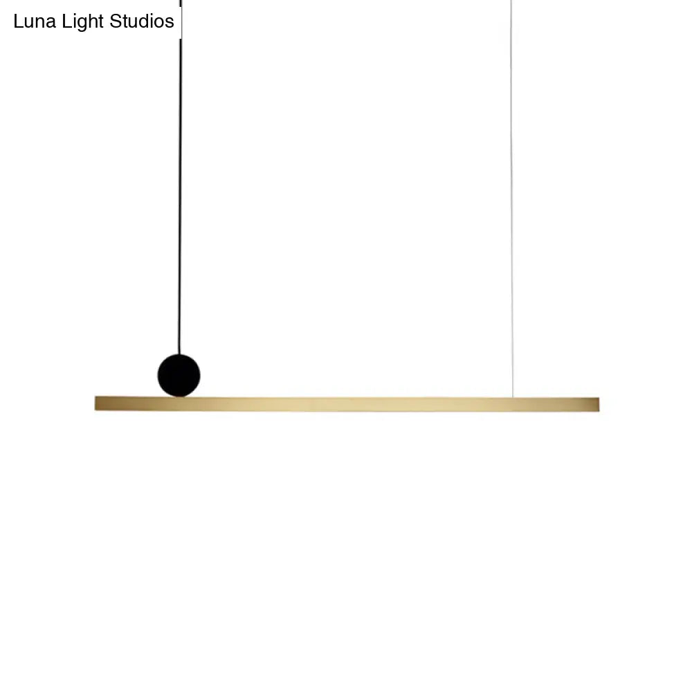 Modern Brass Integrated Led Linear Chandelier Hanging Light Fixture For Dining Room 34.5/46.5 Width