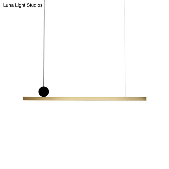 Modern Brass Integrated Led Linear Chandelier Hanging Light Fixture For Dining Room 34.5/46.5 Width