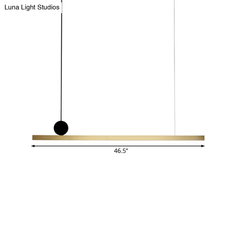 Modern Brass Integrated Led Linear Chandelier Hanging Light Fixture For Dining Room 34.5/46.5 Width