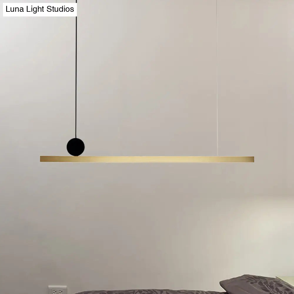 Modern Brass Integrated Led Linear Chandelier Hanging Light Fixture For Dining Room 34.5/46.5 Width