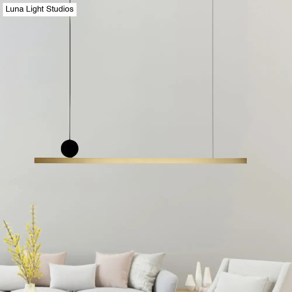 Modern Brass Integrated Led Linear Chandelier Hanging Light Fixture For Dining Room 34.5/46.5 Width