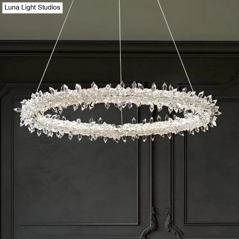 Modern Led Crystal Chandelier - Elegant Brass Ceiling Pendant Light For Living Room