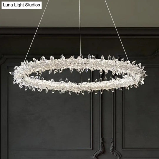 Modern Led Crystal Chandelier - Elegant Brass Ceiling Pendant Light For Living Room