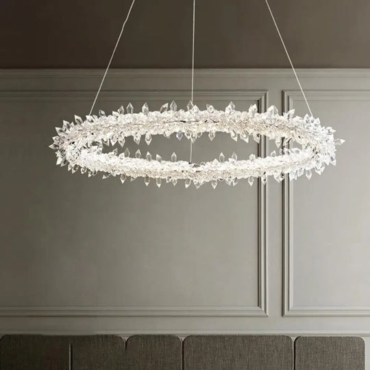 Modern Brass Led Crystal Chandelier - Stylish Ceiling Pendant Light For Living Room