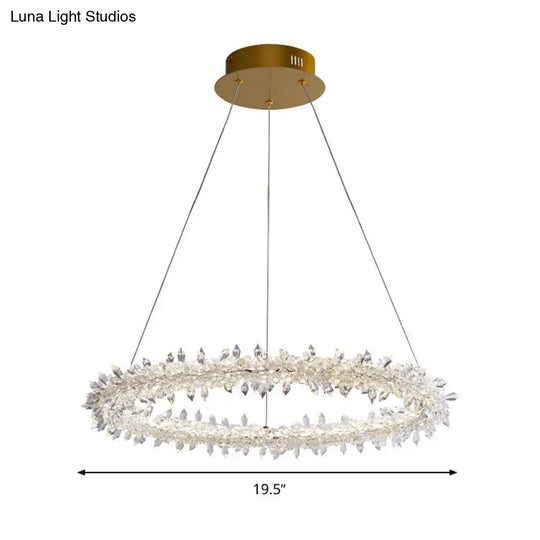 Modern Led Crystal Chandelier - Elegant Brass Ceiling Pendant Light For Living Room