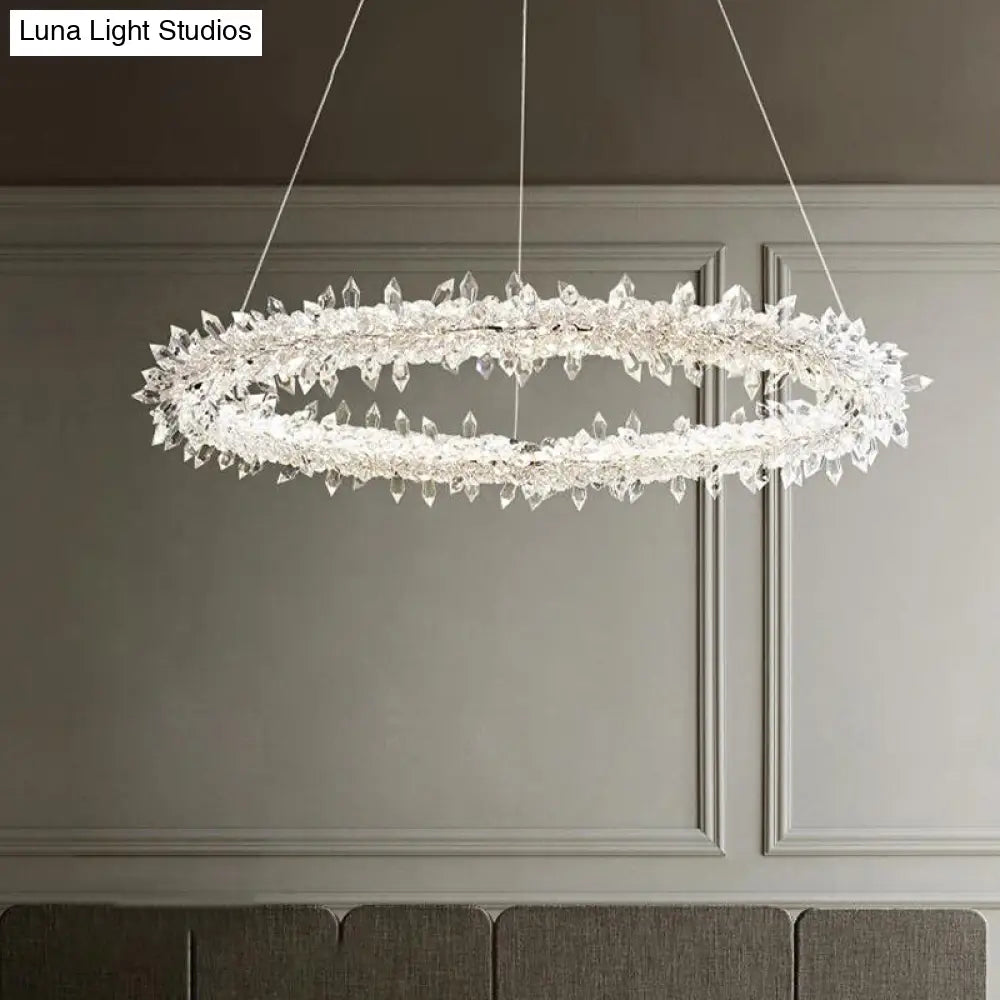 Modern Led Crystal Chandelier - Elegant Brass Ceiling Pendant Light For Living Room