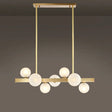Modern Brass Led Glass Island Pendant Light Fixture - Spherical Design For Ceiling