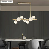 Modern Brass Led Glass Island Pendant Light Fixture - Spherical Design For Ceiling