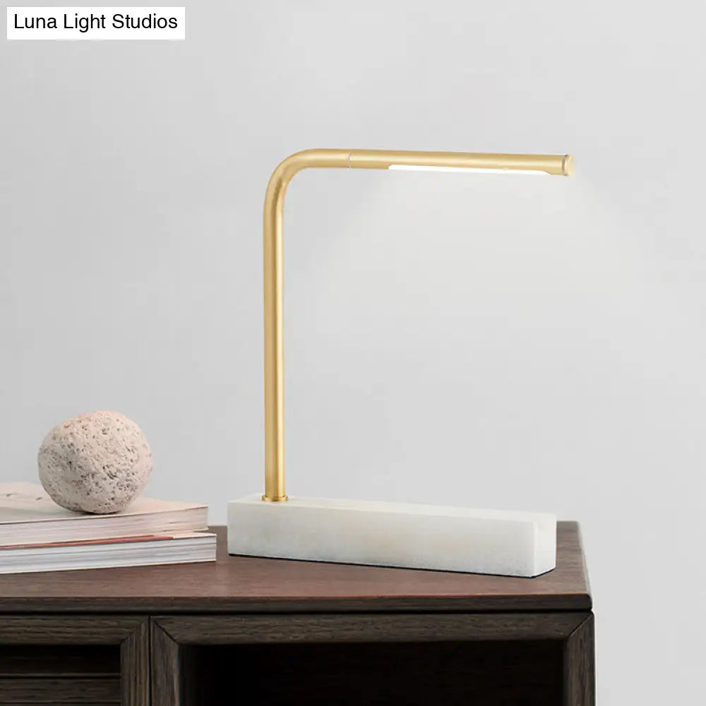 Modern Brass Led Table Lamp With Right Angled Design Nordic Night Light For Study Room Metal