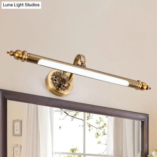 Modern Brass Led Wall Lamp For Vanity Mirror In Warm/White Light - 20/24 Wide Tubular Design