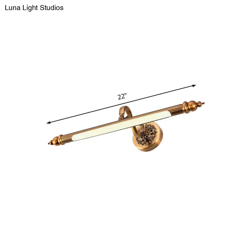 Modern Brass Led Wall Lamp For Vanity Mirror In Warm/White Light - 20/24 Wide Tubular Design