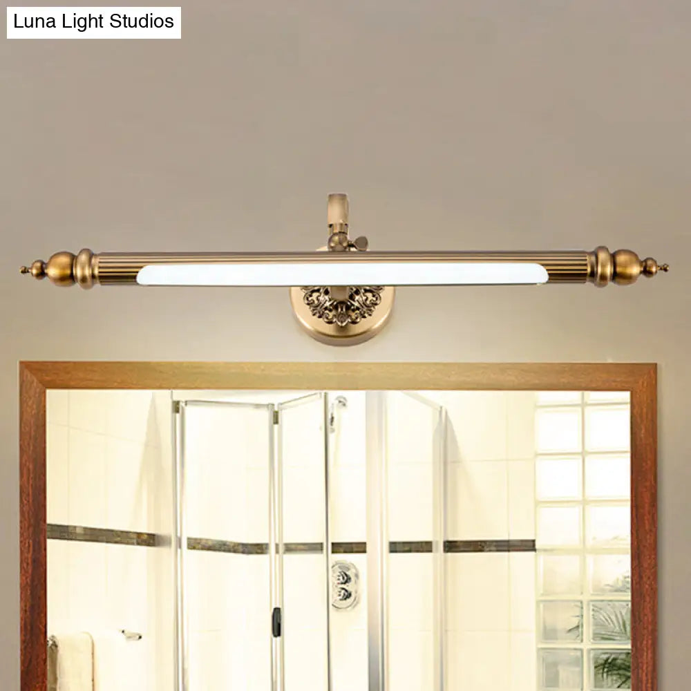 Modern Brass Led Wall Lamp For Vanity Mirror In Warm/White Light - 20/24 Wide Tubular Design