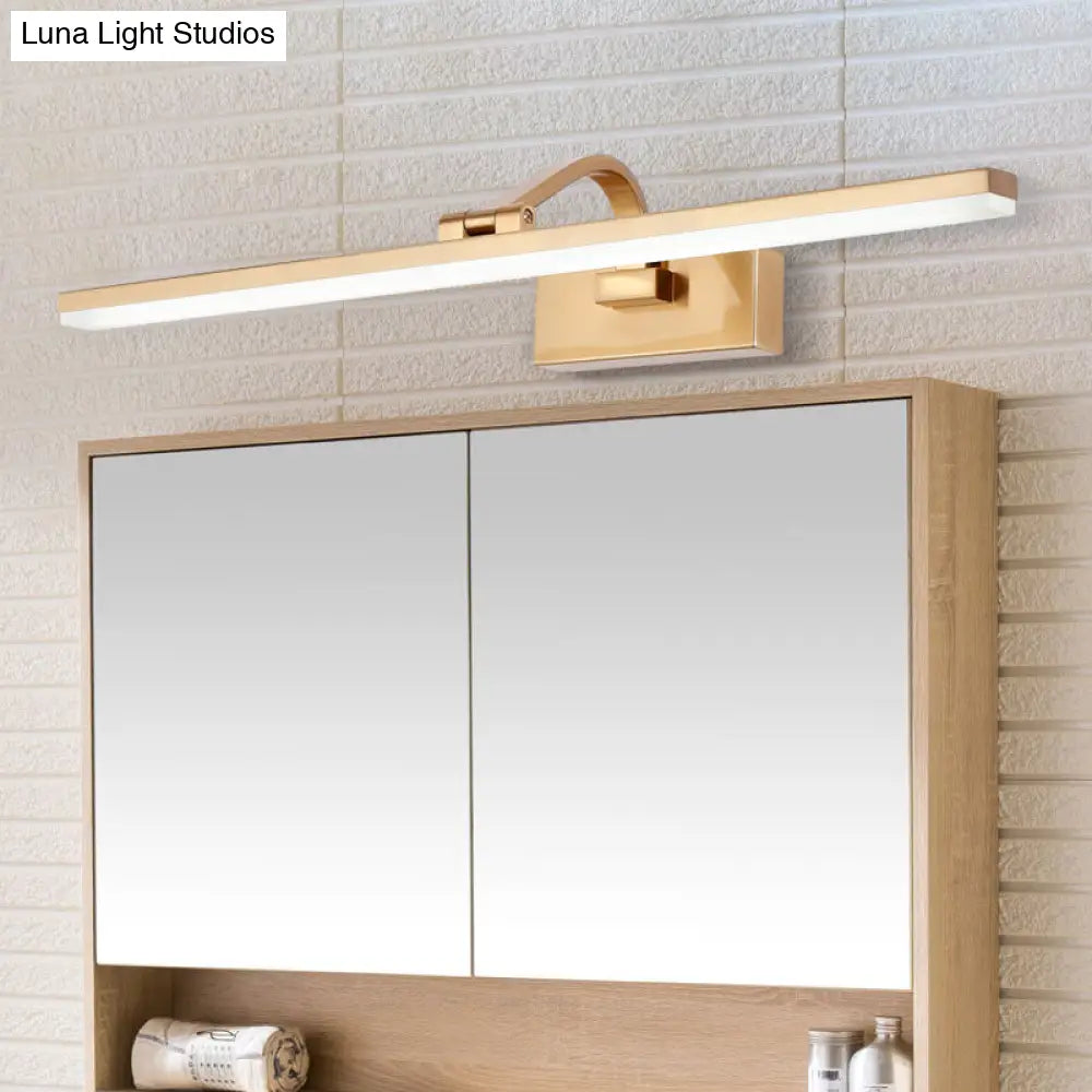 Modern Brass Linear Vanity Led Light With Swing Arm - Acrylic Wall Mount Fixture