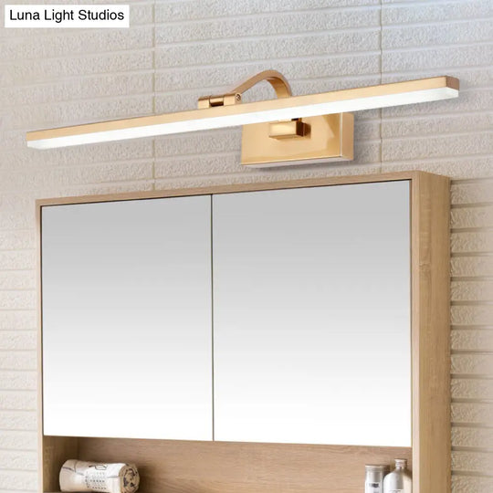 Modern Brass Linear Vanity Led Light With Swing Arm - Acrylic Wall Mount Fixture