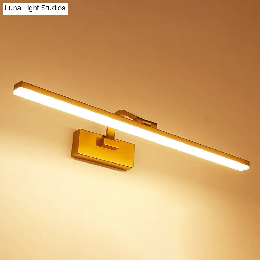 Modern Brass Linear Vanity Led Light With Swing Arm - Acrylic Wall Mount Fixture