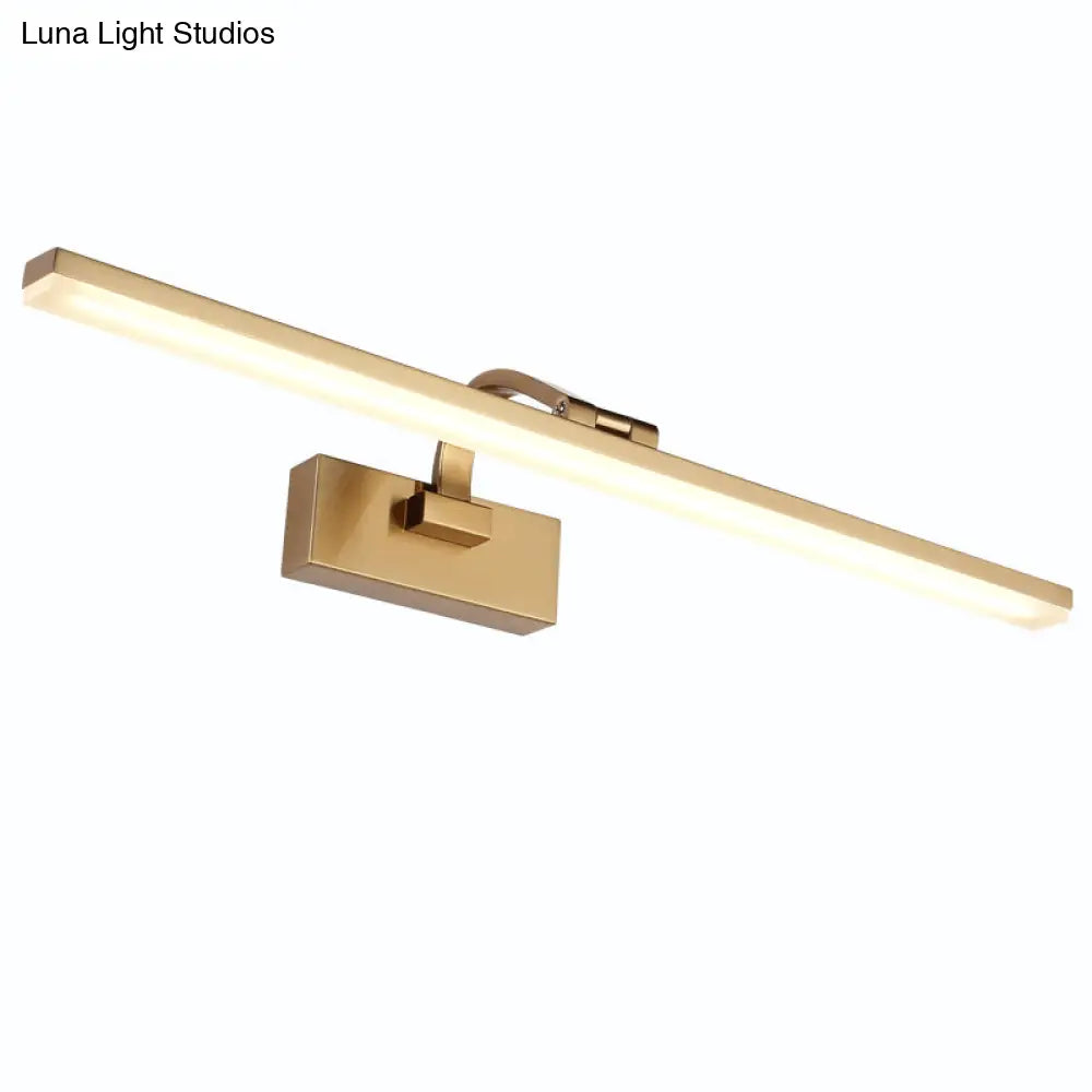 Modern Brass Linear Vanity Led Light With Swing Arm - Acrylic Wall Mount Fixture