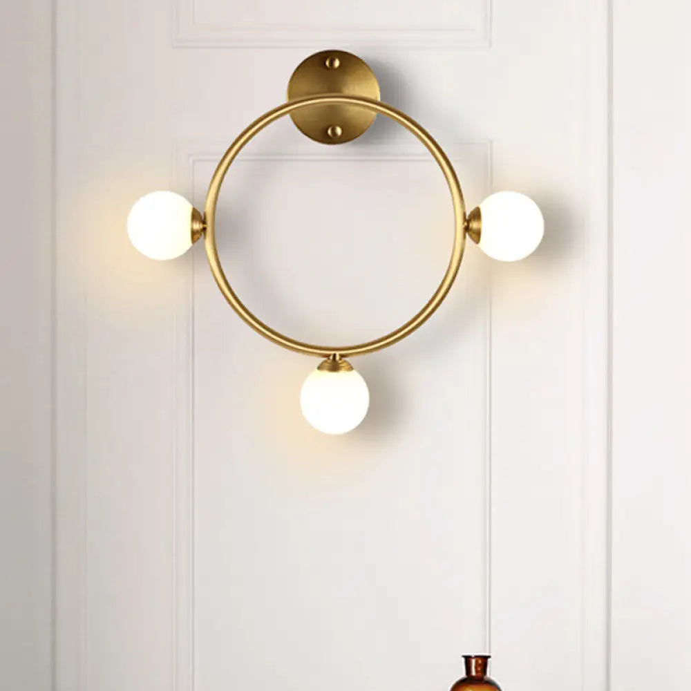 Modern Brass Metal Wall Sconce With 3 Led Lights For Bedside