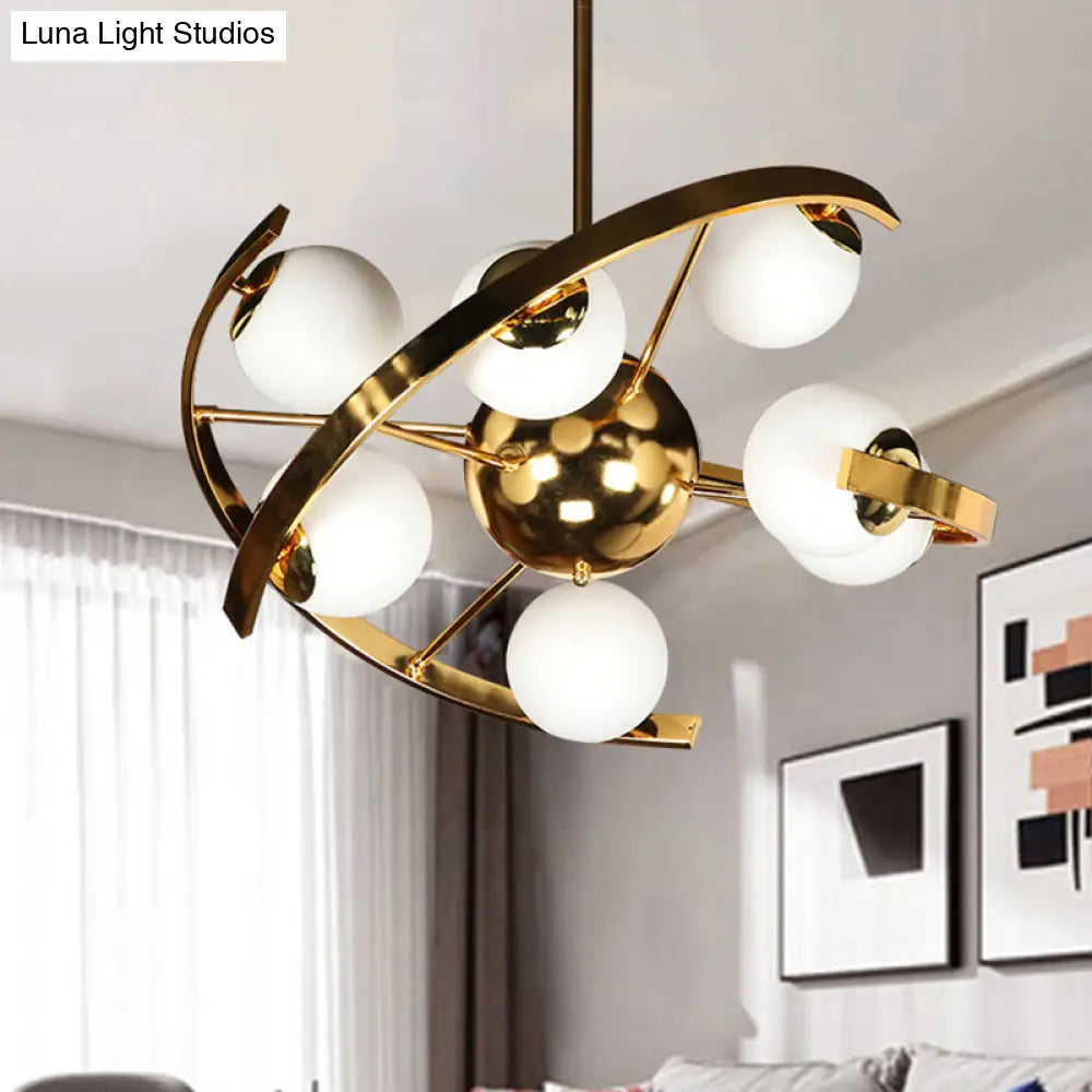 Modern Brass Sputnik Ceiling Chandelier W/ 9 Bulbs - Ideal For Living Room Décor