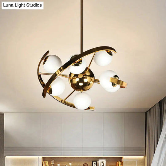 Modern Brass Metallic Sputnik Ceiling Chandelier - 9 Bulbs Hanging Light Kit For Living Room