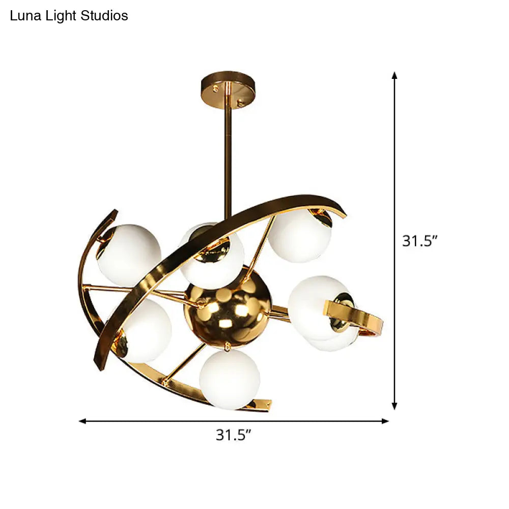 Modern Brass Metallic Sputnik Ceiling Chandelier - 9 Bulbs Hanging Light Kit For Living Room