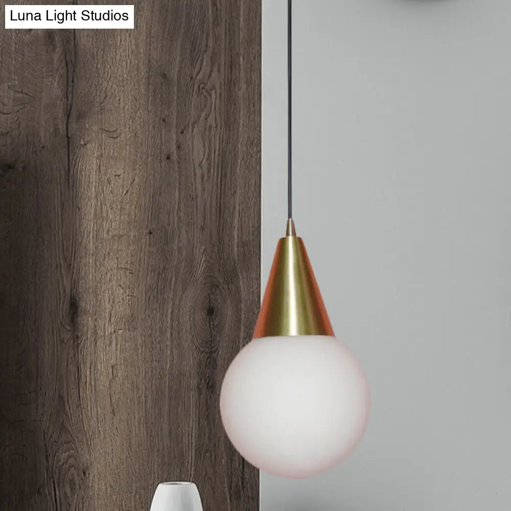 Brass Modo Ceiling Pendant Light - Post Modern 1 Milk White Glass Suspension Lamp