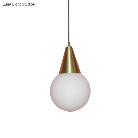 Modern Brass Modo Pendant Light With Milk White Glass - 1-Light Suspension Lamp