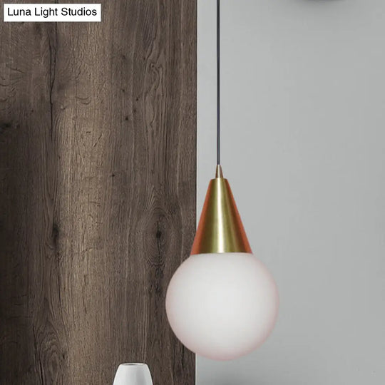 Modern Brass Modo Pendant Light With Milk White Glass - 1-Light Suspension Lamp