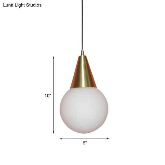 Modern Brass Modo Pendant Light With Milk White Glass - 1-Light Suspension Lamp