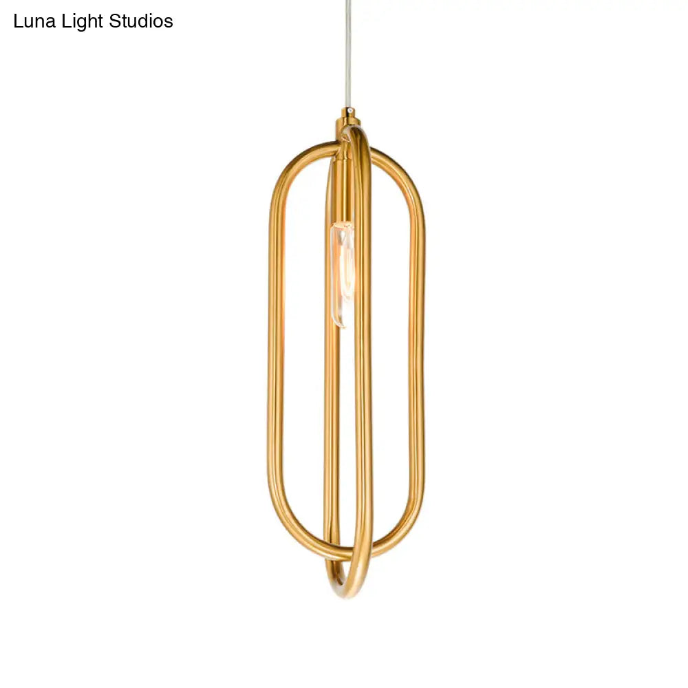 Modern Brass Oval Ring Down Lighting Pendant: 1-Light Metal Suspension For Living Room