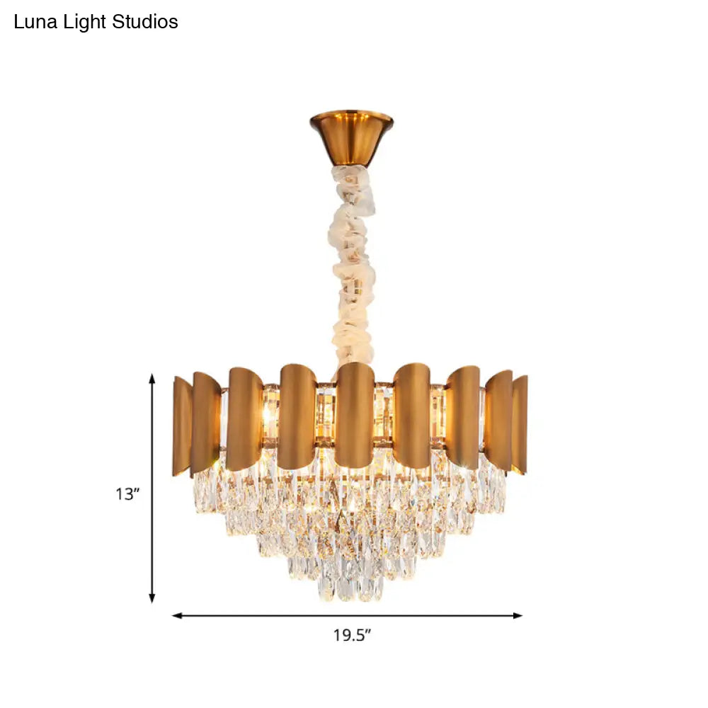 Modern Brass Pendant Lamp - Multi-Light Chandelier With Faceted Crystal